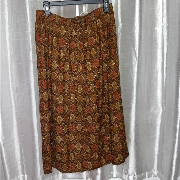 Dresses & Skirts - Vintage MCM Southern Lady Brown and Orange Patterned Skirt